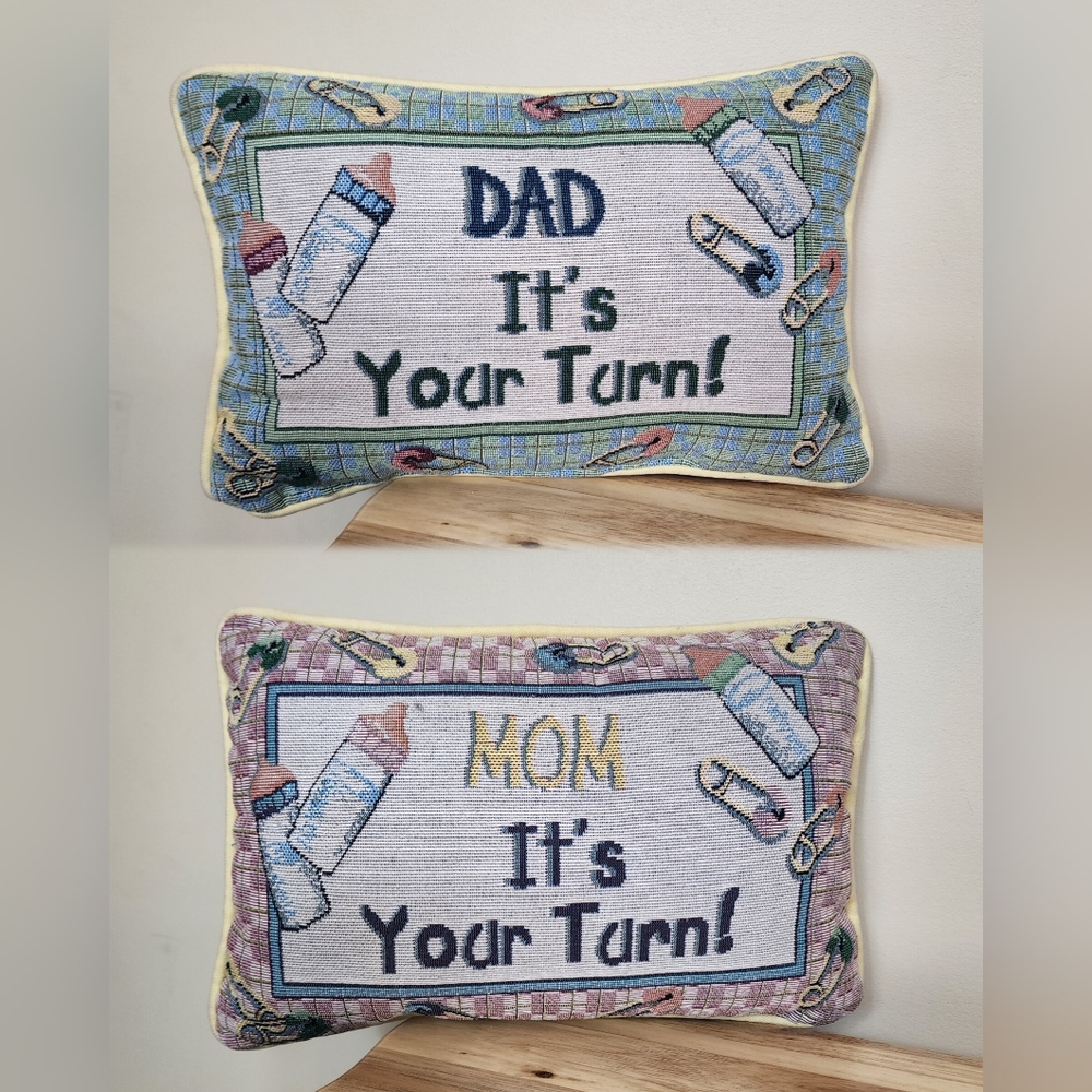 Vintage Needlepoint Nursery Pillow 9" x 13"